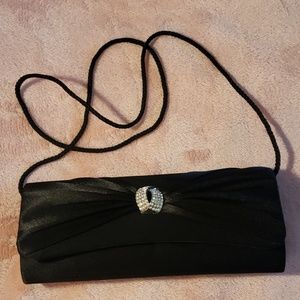 Formal Clutch/Cross Body Black with Silver